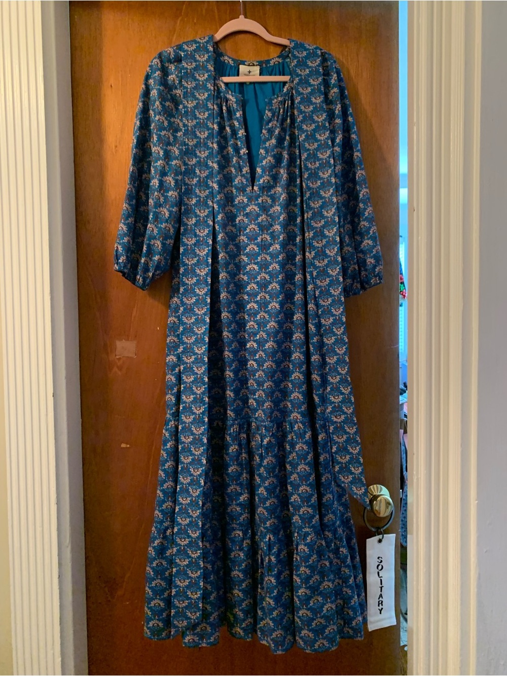 Tuckernuck Women’s Teal Floral Long Sleeve Maxi Dress